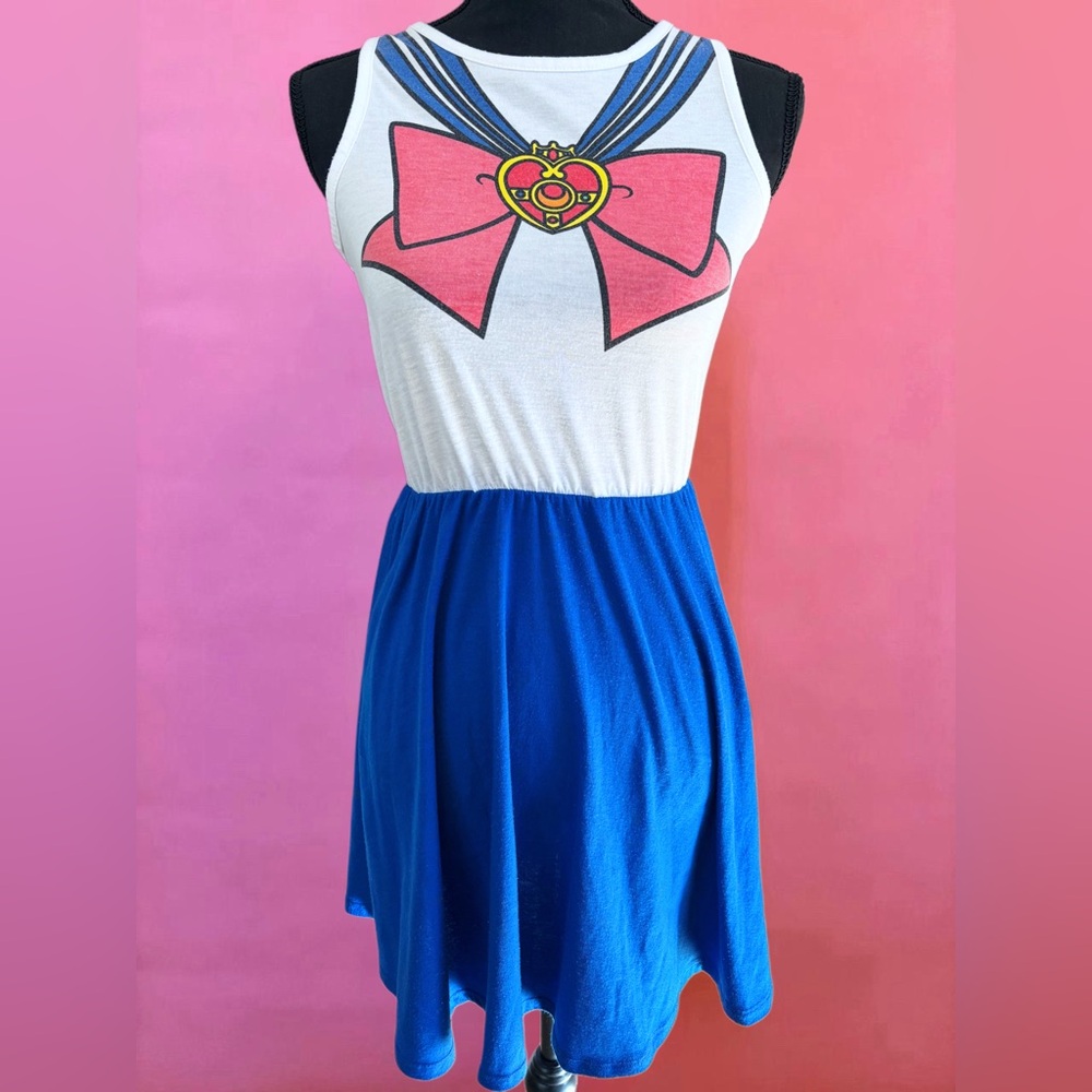 Hot Topic Sailor Moon Usagi Blue & White Skater Dress - Size Small